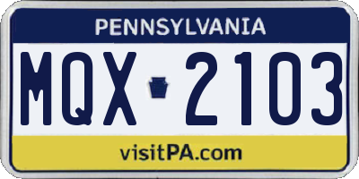 PA license plate MQX2103