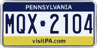 PA license plate MQX2104