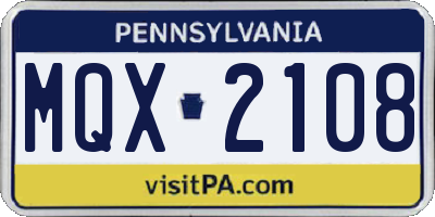 PA license plate MQX2108