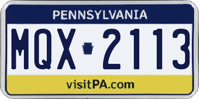 PA license plate MQX2113