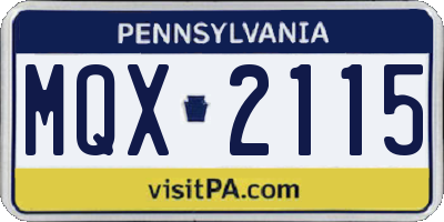 PA license plate MQX2115