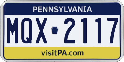 PA license plate MQX2117