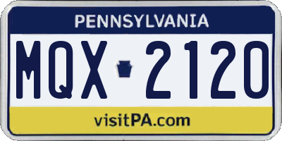 PA license plate MQX2120