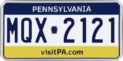 PA license plate MQX2121