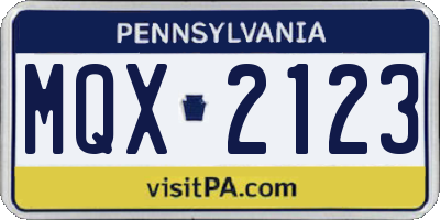 PA license plate MQX2123