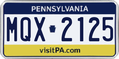 PA license plate MQX2125