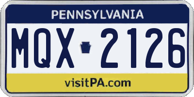 PA license plate MQX2126