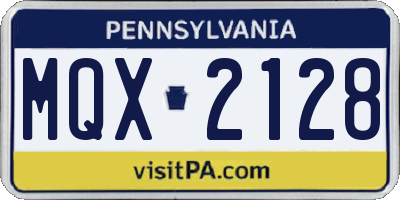 PA license plate MQX2128