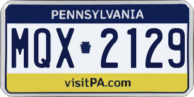 PA license plate MQX2129
