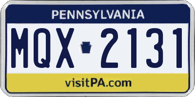 PA license plate MQX2131