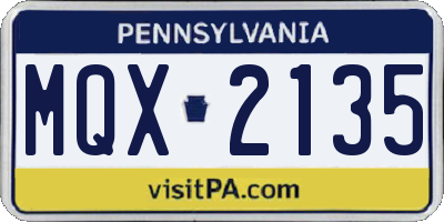 PA license plate MQX2135
