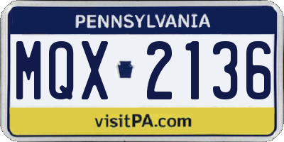 PA license plate MQX2136