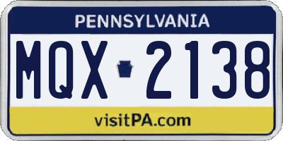 PA license plate MQX2138
