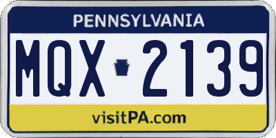 PA license plate MQX2139