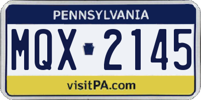 PA license plate MQX2145