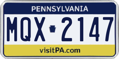 PA license plate MQX2147