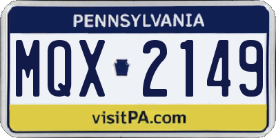 PA license plate MQX2149