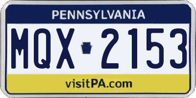 PA license plate MQX2153
