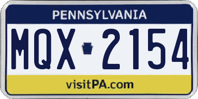 PA license plate MQX2154