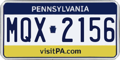 PA license plate MQX2156