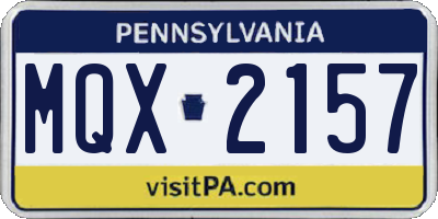 PA license plate MQX2157