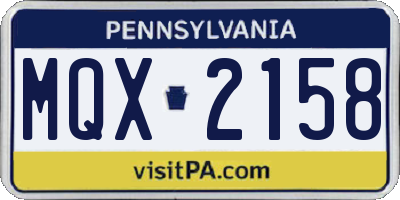PA license plate MQX2158