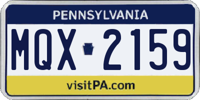 PA license plate MQX2159