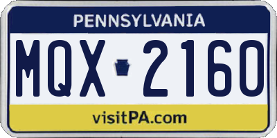PA license plate MQX2160