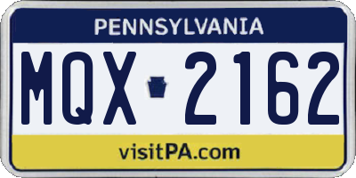 PA license plate MQX2162