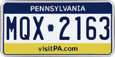 PA license plate MQX2163