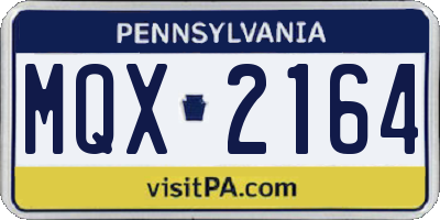 PA license plate MQX2164