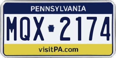 PA license plate MQX2174