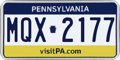 PA license plate MQX2177