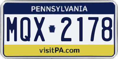 PA license plate MQX2178