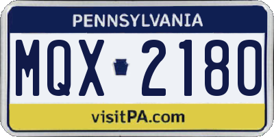 PA license plate MQX2180