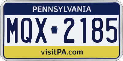 PA license plate MQX2185