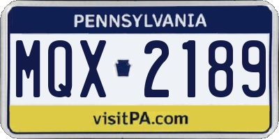 PA license plate MQX2189