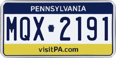 PA license plate MQX2191
