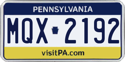 PA license plate MQX2192