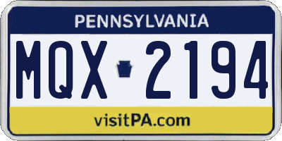 PA license plate MQX2194