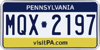PA license plate MQX2197