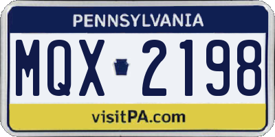 PA license plate MQX2198