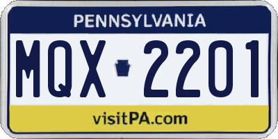 PA license plate MQX2201