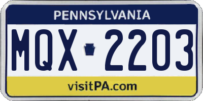 PA license plate MQX2203