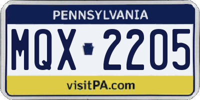 PA license plate MQX2205