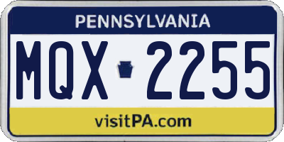 PA license plate MQX2255
