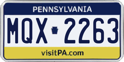 PA license plate MQX2263