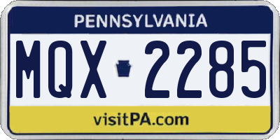 PA license plate MQX2285