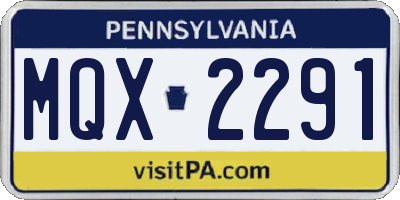 PA license plate MQX2291