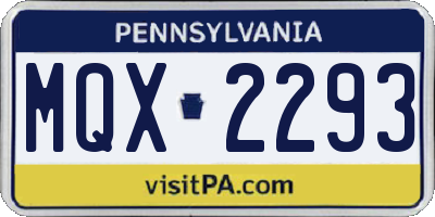 PA license plate MQX2293